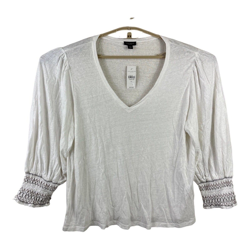 Ann Taylor White Long Sleeve Blouse Size XL NWT